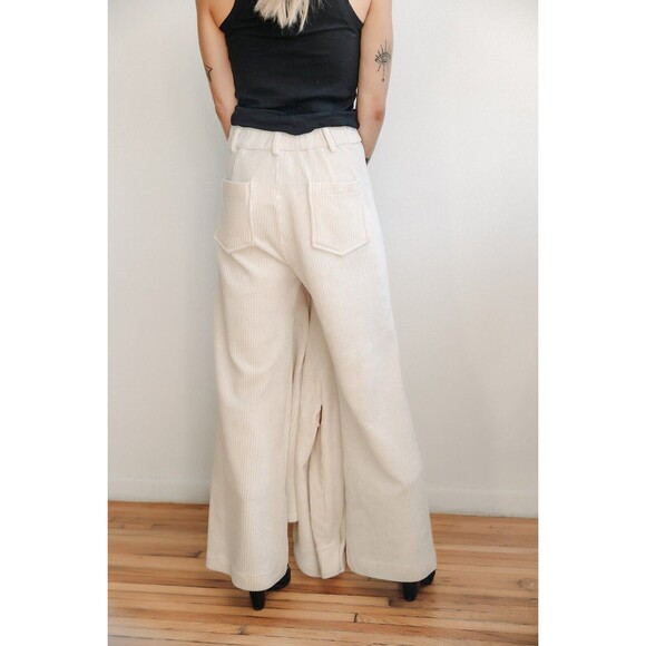 Dex Wide Leg Corduroy Ankle Pant in Ecru High Rise Size XL - Picture 4 of 16